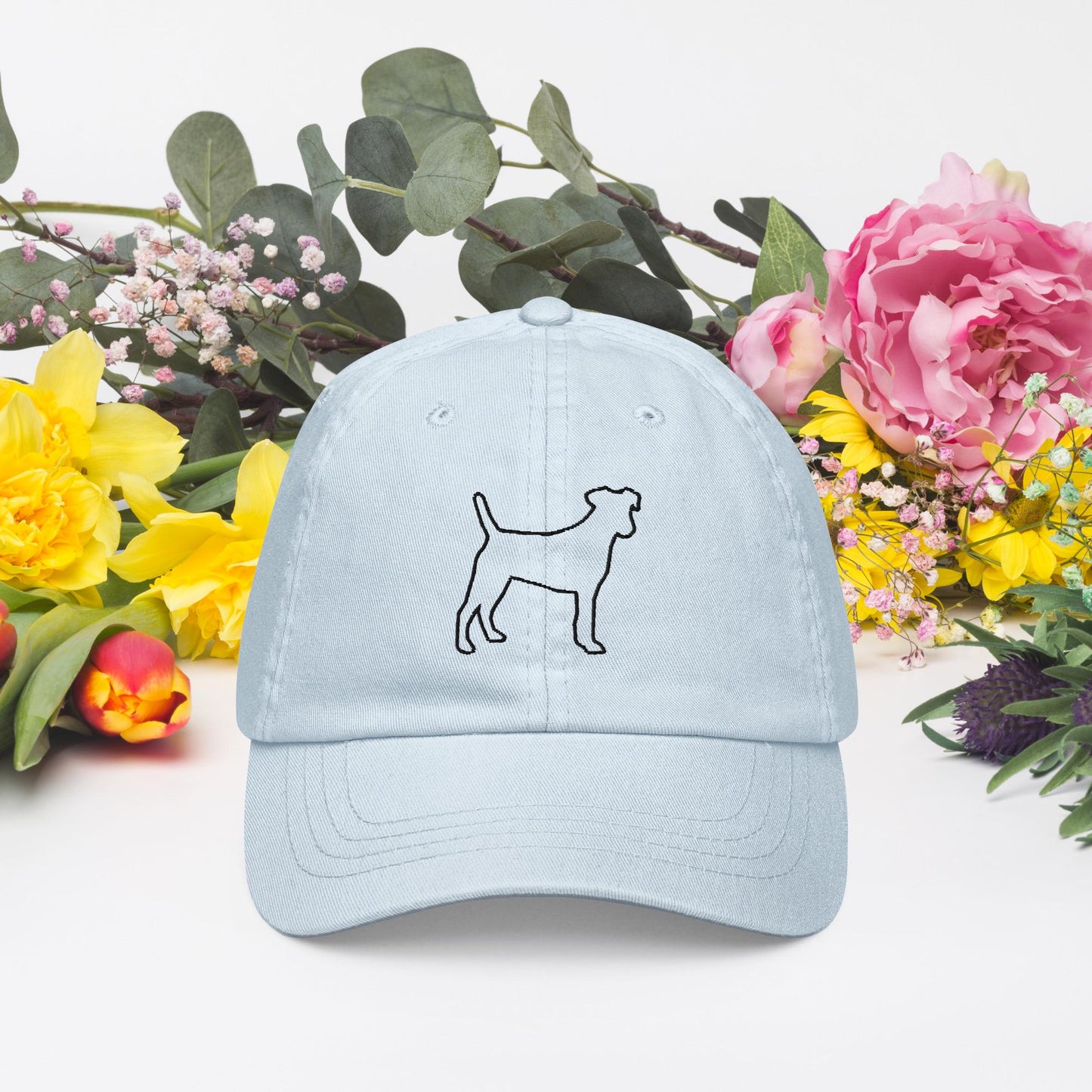 Pastel baseball hats black dog hats