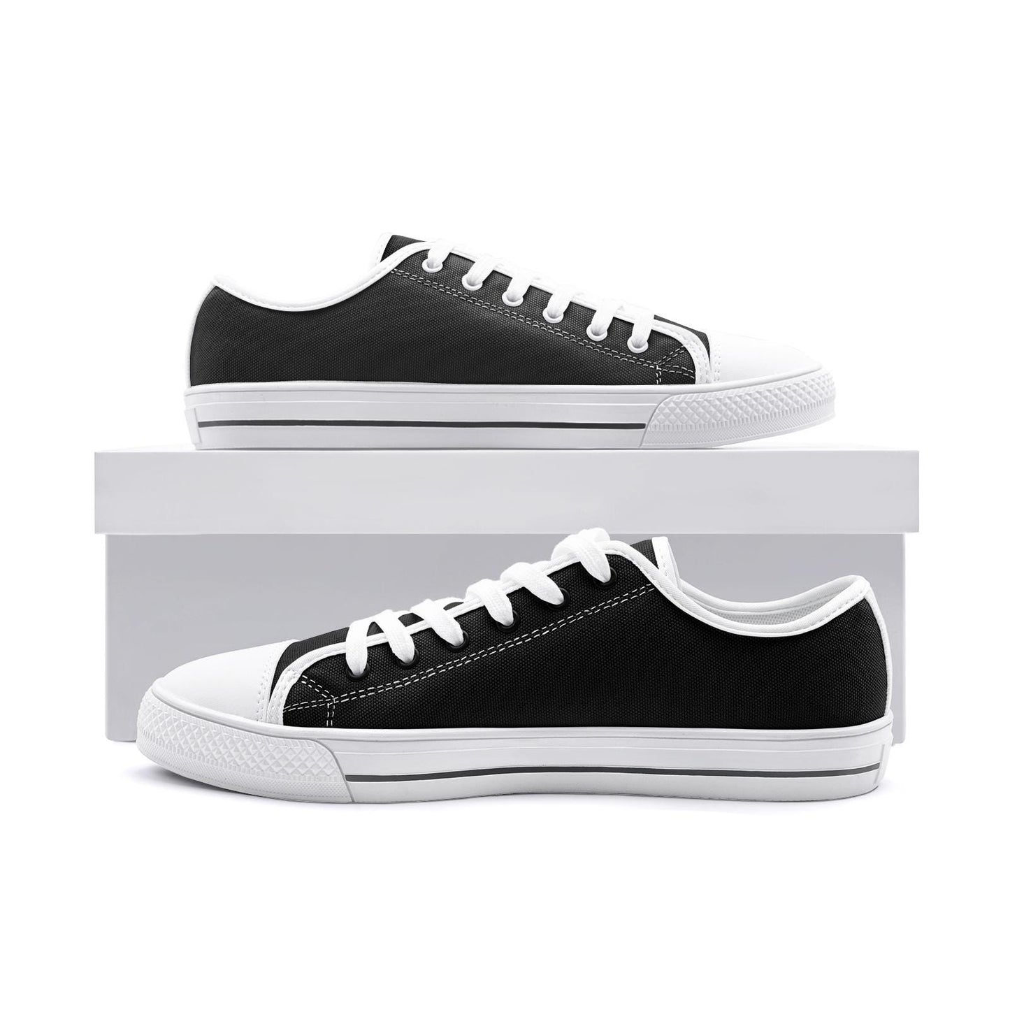 All Black Sneakers Unisex Low Top Canvas Shoes